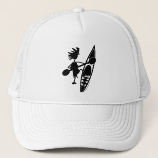 Gorra De Camionero Silueta alegre de la canoa del kajak