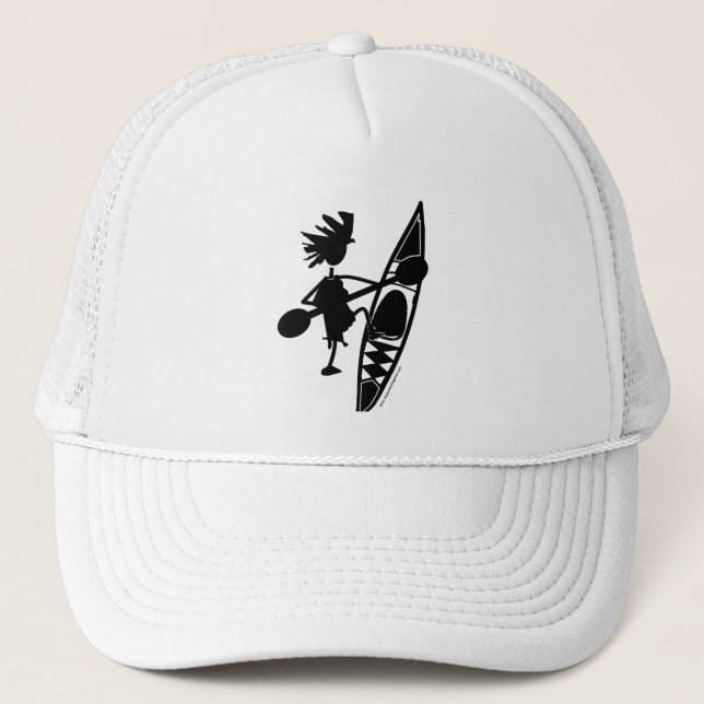 Gorra De Camionero Silueta alegre de la canoa del kajak (Anverso)