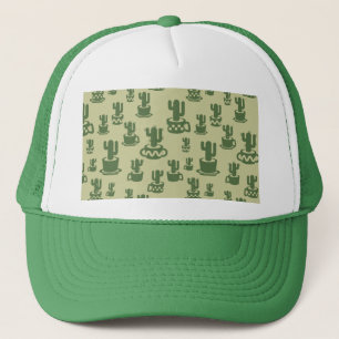 Gorra De Camionero Silueta de cactus suculenta en tazas y macetas
