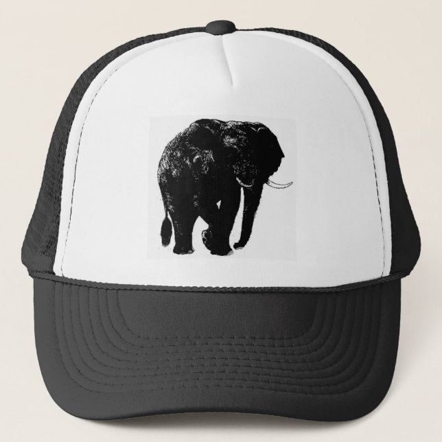 Gorra De Camionero Silueta de elefante negro (Anverso)