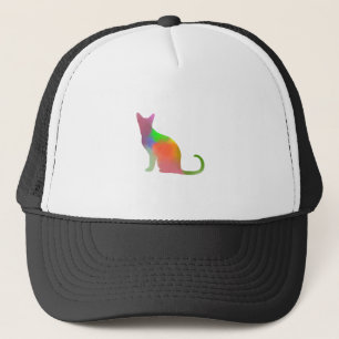 Gorra De Camionero Silueta de gato de color de agua