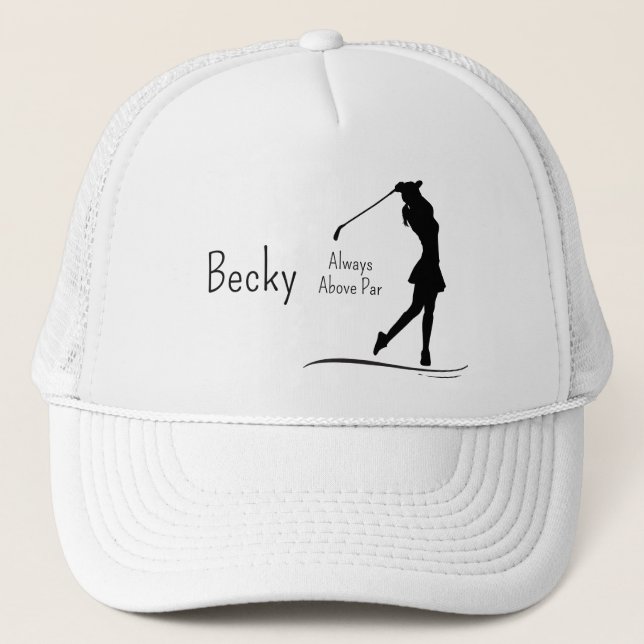 Gorra De Camionero Silueta de golf, mujer, nombre, texto (Anverso)