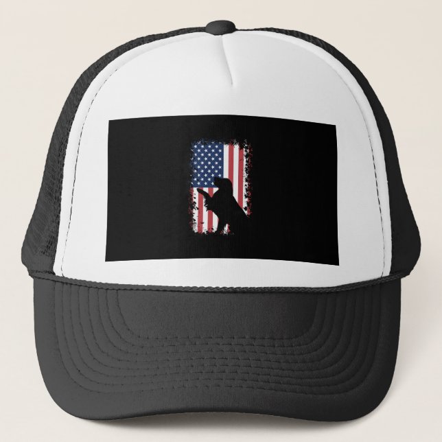 Gorra De Camionero Silueta de la bandera americana del golden (Anverso)