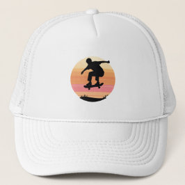 Gorra De Camionero Silueta de patinaje al atardecer - Arte de patinaj