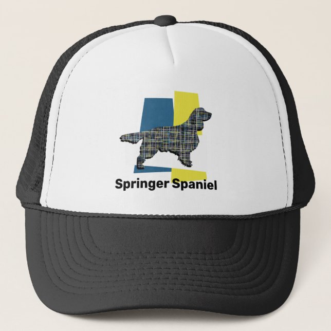 Gorra De Camionero Silueta de perro de Springer española Cute Cute Cu (Anverso)