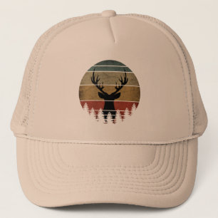 Gorra De Camionero Silueta de Reno Antiguo Cabeza de Ciervo
