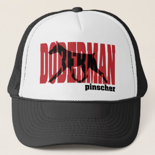 Gorra De Camionero Silueta del Doberman, moviéndose
