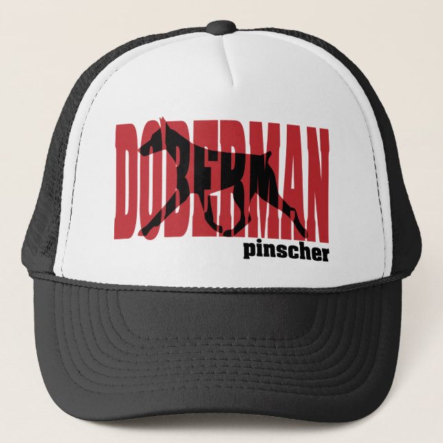 Gorra De Camionero Silueta del Doberman, moviéndose (Anverso)