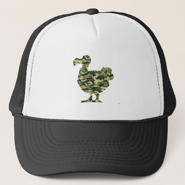 Gorra De Camionero Silueta del pájaro del Dodo del camuflaje (Anverso)