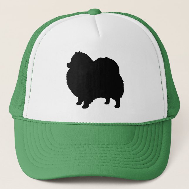Gorra De Camionero Silueta del perro negro de Pomeranian (Anverso)