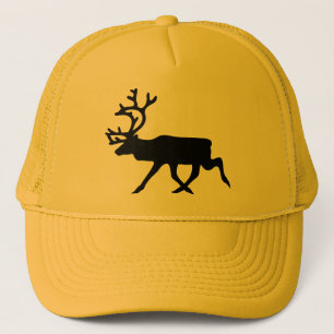 Gorra De Camionero Silueta negra del reno/del caribú