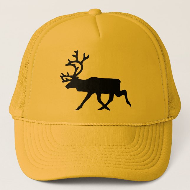 Gorra De Camionero Silueta negra del reno/del caribú (Anverso)