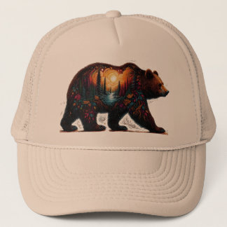 Gorra De Camionero Silueta parduzco contra las montañas