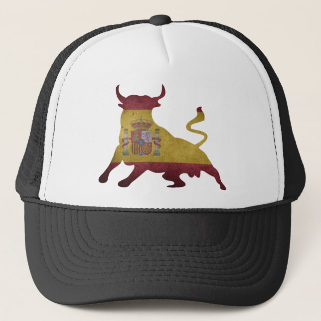 Gorra De Camionero Silueta Toro Bandera de España (Anverso)