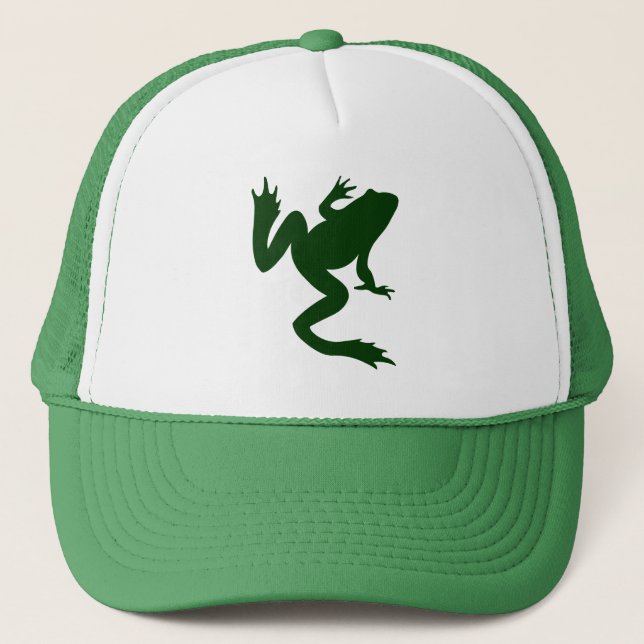 Gorra De Camionero Silueta verde oscuro de rana (Anverso)