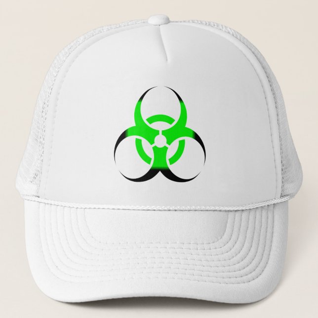 Gorra De Camionero Símbolo biológico de peligro verde y negro (Anverso)