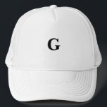 Gorra De Camionero Símbolo de Personalizado de tipo de letra de Baske<br><div class="desc">Monograma o letra estilizado o símbolo G Trucker en color blanco o Gorras,  Font es Baskerville</div>