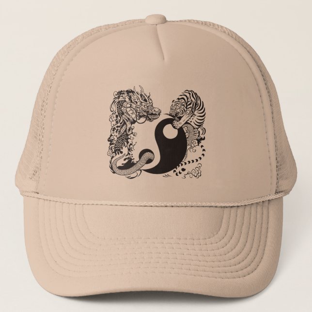 Gorra De Camionero símbolo dragón y tigre yin yang (Anverso)