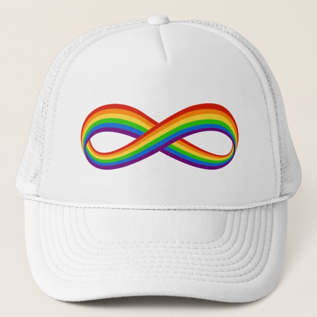 Gorra De Camionero Símbolo infinito de amor arcoiris Personalizado or (Anverso)