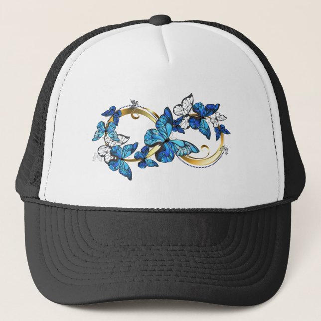 Gorra De Camionero Símbolo infinito de mariposas Morpho azules (Anverso)