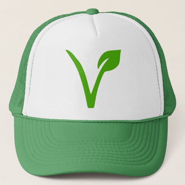 Gorra De Camionero símbolo vegetariano, vegetarianos, vegetarianos, v (Anverso)