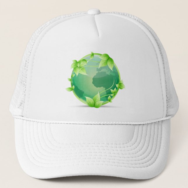 Gorra De Camionero Símbolo verde de reciclaje de la Tierra (Anverso)