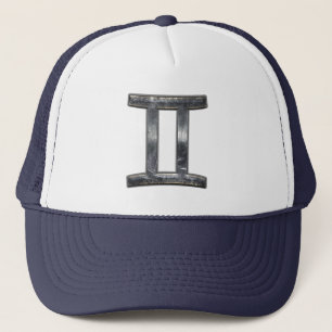 Gorra De Camionero Símbolo zodiaco géminis en estilo angustiado
