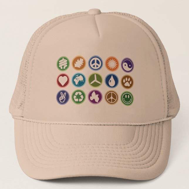 Gorra De Camionero Símbolos ecológicos (Anverso)
