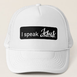 Gorra De Camionero Simple Hablo Jesús Negro y Blanco