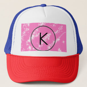 Gorra De Camionero simple monograma blanco minimalista purpurina agua