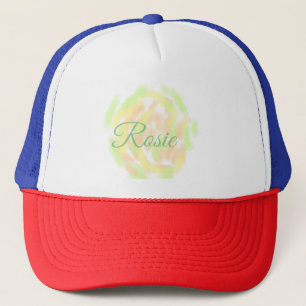 Gorra De Camionero Simple naranja amarillo acuarela agregar tu nombre