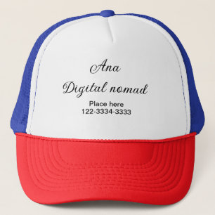 Gorra De Camionero Simple texto mínimo añadir nombre lugar ciudad tel