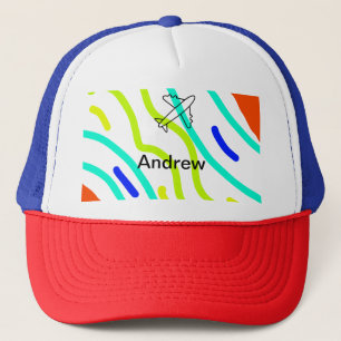 Gorra De Camionero Simple viaje en avión minimalista añade tu nombre