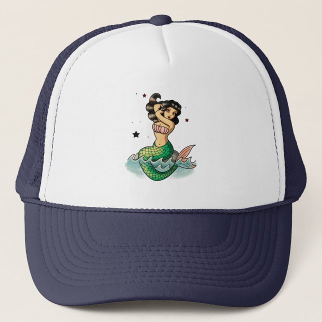 Gorra De Camionero Sirena hermosa de la escuela vieja (Anverso)