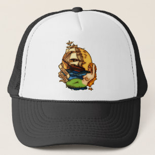 Gorra De Camionero Sirena y barco pirata