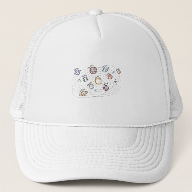 Gorra De Camionero Sistema solar planea conocimiento infantil espacio (Anverso)