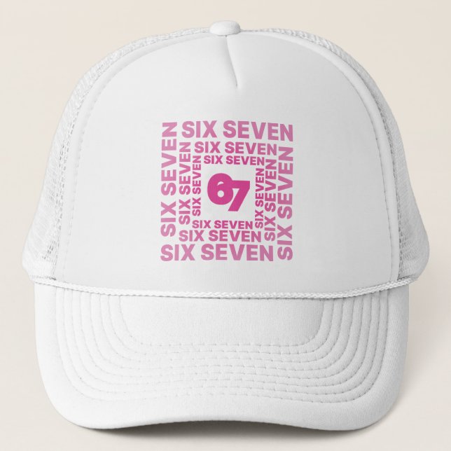 Gorra De Camionero Six Seven 67 Gráfico Rosa  (Anverso)