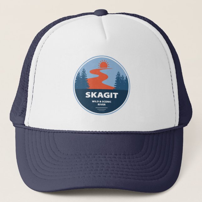 Gorra De Camionero Skagit Río Salvaje Y Escénico Washington (Anverso)