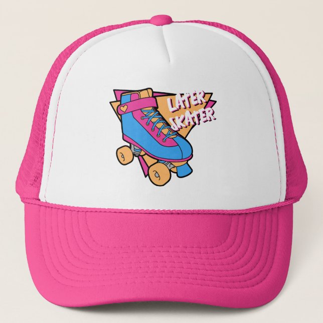 Gorra De Camionero Skater Pink Blue 80 Personalizado Roller Skate (Anverso)