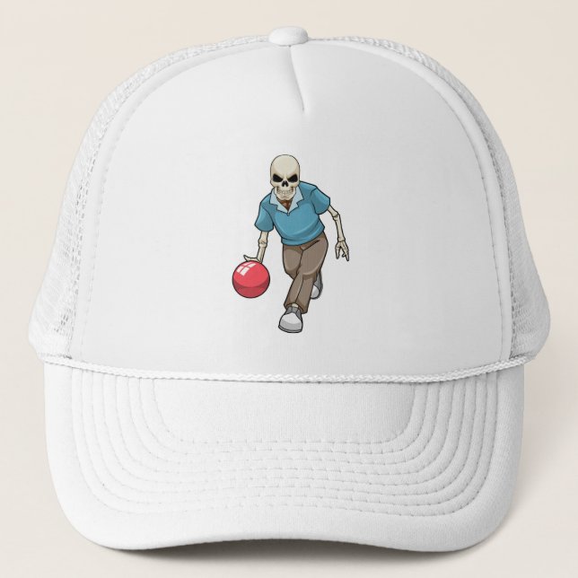 Gorra De Camionero Skeleton en el Bowling con bolas (Anverso)