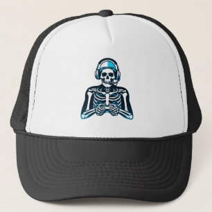 Gorra De Camionero Skeleton Gamer Skull - Controlador de auriculares 