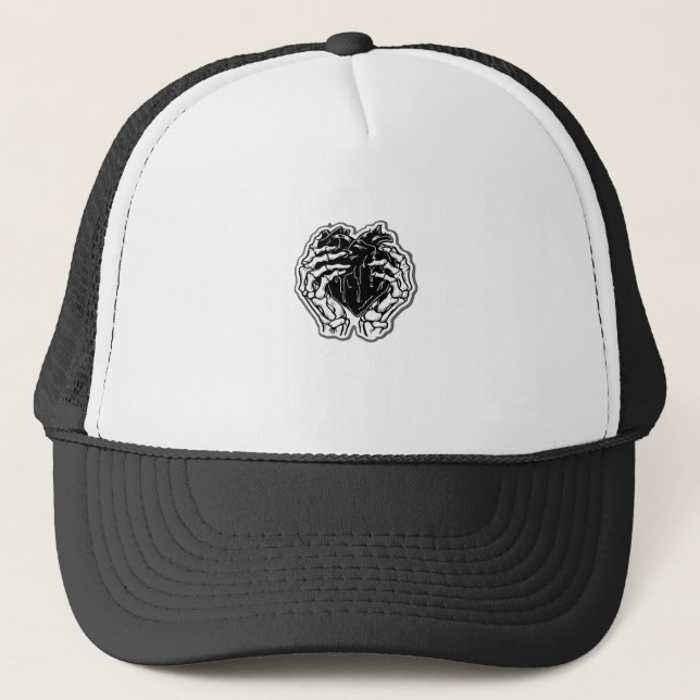 Gorra De Camionero Skeleton Heart Hands Funny (Anverso)