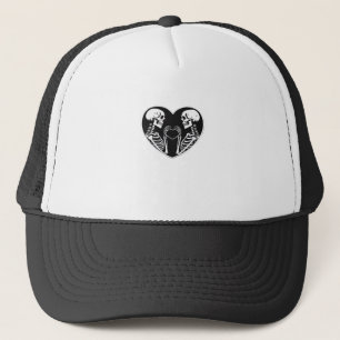 Gorra De Camionero Skeleton Heart Hands Rótulo Halloween Costume Retr