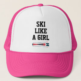 Gorra De Camionero Ski Teen Girls Women Pink Funny Skier Skiing Sport