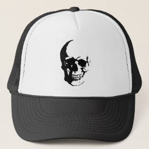 Gorra De Camionero Skull - Arte Metalizado negro y blanco