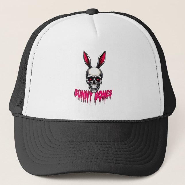 Gorra De Camionero Skull Bunny – Dark Easter Art - boné (Anverso)