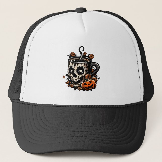 Gorra De Camionero Skull Coffee Mug Halloween (Anverso)
