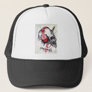 Gorra De Camionero Skull con diseño de audífonos