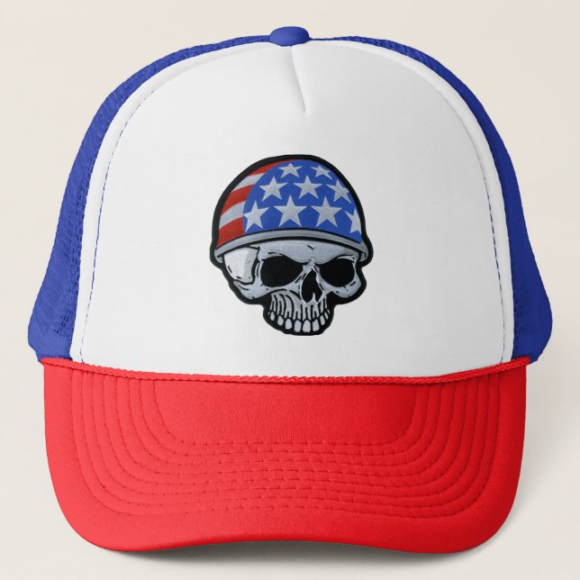Gorra De Camionero Skull del casco de la bandera (Anverso)