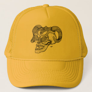 Gorra De Camionero Skull Teufelschädel schwarz weiß Zeichnung